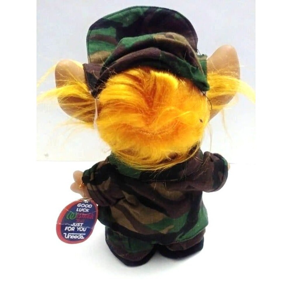 Uneeda Good Luck Wishnik 8" Troll Soldier Orange Hair Soldier Troll 8" - Picture 5 of 6
